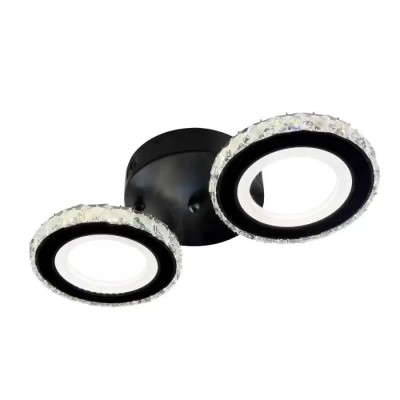 Lustra LED cu telecomanda si cristal NOVA ROTONDA, 29W, 2 Cercuri, lumina Rece/Calda/Neutra, Dimabila, Negru foto