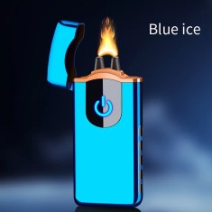 Bricheta MBrands cu arc electric PULSED ,carcasa metalica, Fara Gaz ,incarcare USB, antivant Albastru
