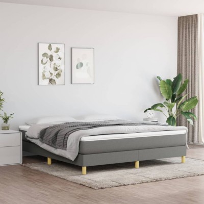 vidaXL Cadru de pat box spring, gri &amp;icirc;nchis, 180x200 cm, textil foto
