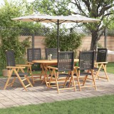 vidaXL Set de dining pentru grădină Manual 7 pcs Negru
