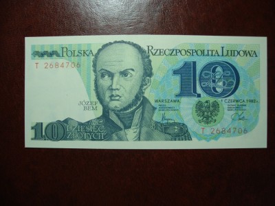 POLONIA 10 ZLOTI 1982 UNC foto