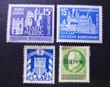 Germania Saar &amp; Saarland 1920-1959 Aniversări Orașe Merzig și Saarbr&uuml;cken Timbru de Serviciu și Supratipar Sarre Lot 4 Valori - OREF1