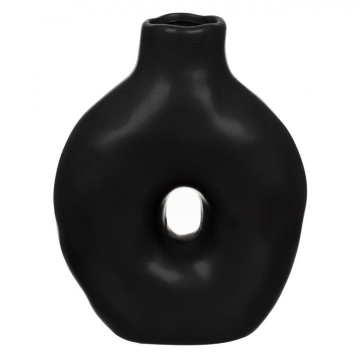 Vază Decorativă Ceramică, Model Modern, Culoare Negru, Dimensiuni 15x7x20cm