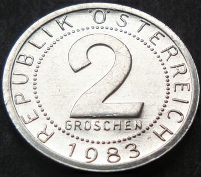 Moneda 2 GROSCHEN - AUSTRIA, anul 1983 *cod 2555 = UNC foto