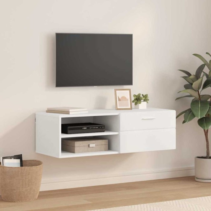 vidaXL Cabinet TV cu sertar Alb 100.5 x 39 x 30 cm Lemn compozit 880241
