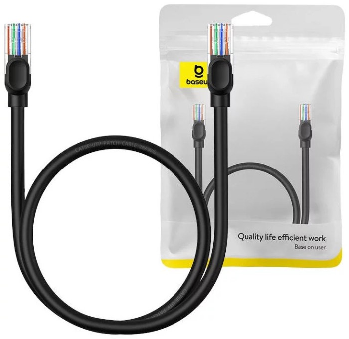 PATCH CORD UTP Baseus Cat5, fire din cupru, round cable, viteza maxima 1 Gbps, PVC, 0.5m, negru &amp;quot;B00133206111-00&amp;quot; (timbru verde 0.08 lei) -