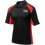 Tricou Polo Tournament Negru/Rosu Marime 2XL, Daiwa