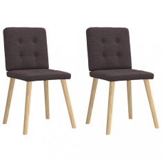vidaXL Scaune de masă, 2 buc., maro &icirc;nchis, material textil