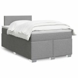 vidaXL Pat box spring cu saltea, gri deschis, 120x190 cm, textil 3285820