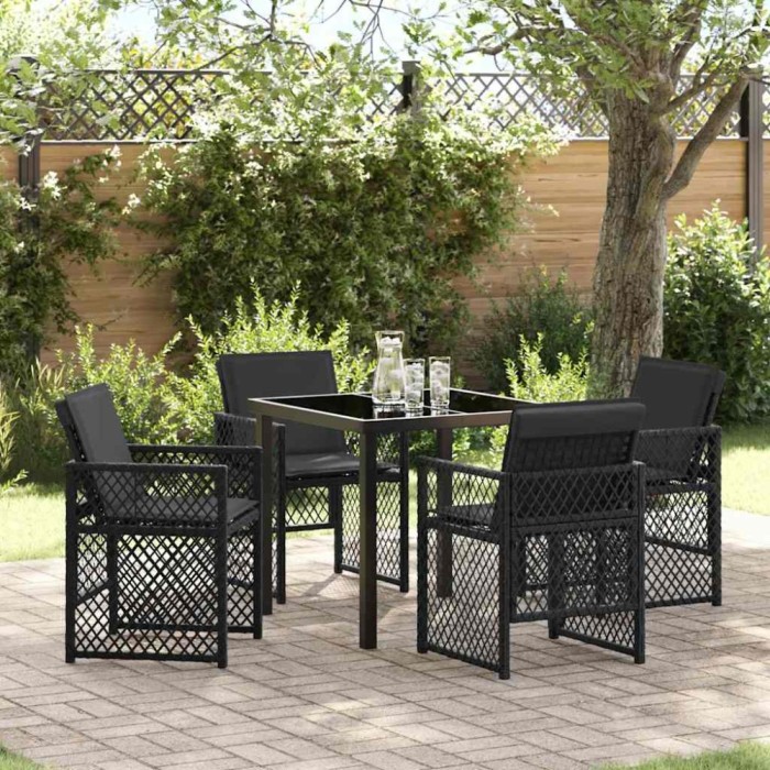 vidaXL Set de masă pentru grădină 5 pcs Negru poliratan 3380621