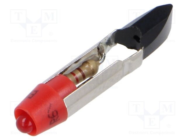 Lampă LED roșie T5,5 12V EAO, 1 diodă, 330mcd