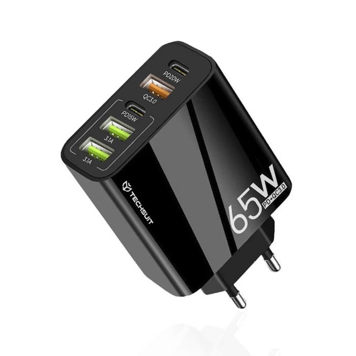 Incarcator retea USB Quick Charge 65W Techsuit, negru, CHC2