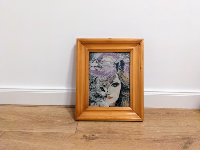 Goblen &amp;ldquo;Fata si Pisica&amp;rdquo;, goblen, 28x20 cm foto