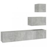 Cumpara ieftin Set dulap TV, 4 piese, gri beton, lemn prelucrat