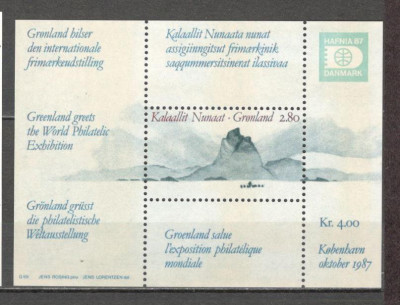 Groenlanda.1987 Expozitia filatelica HAFNIA-Bl. MG.6 foto