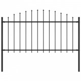 Gard de grădină cu v&acirc;rf ascuțit, negru, 1,7 m, oțel