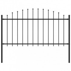 vidaXL Gard de grădină cu vârf suliță, negru, (1,25-1,5) x 1,7 m, oțel
