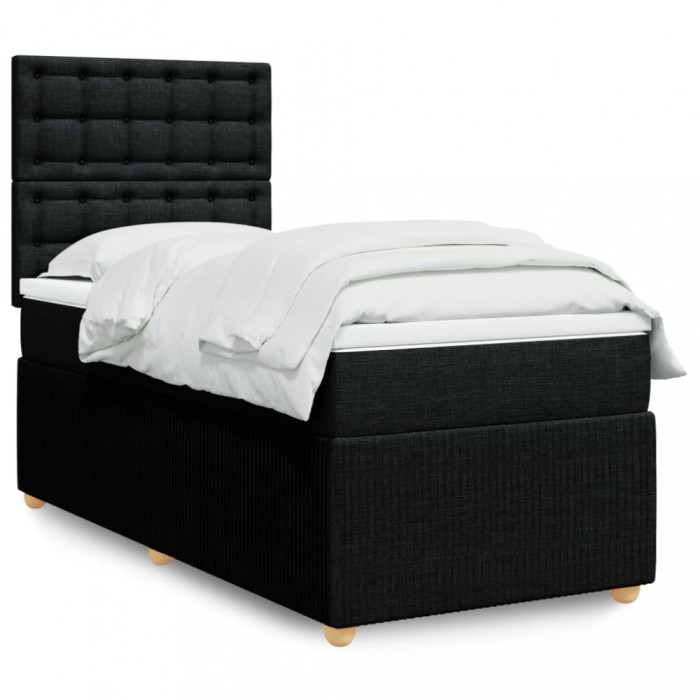 vidaXL Pat box spring cu saltea, negru, 100x200 cm, textil 3291983