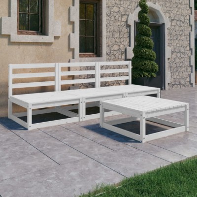 vidaXL Set mobilier de grădină, 4 piese, alb, lemn masiv de pin 3075305 foto