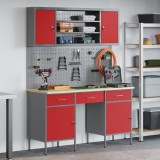 vidaXL Set banc de lucru, 7 piese, roșu, oțel
