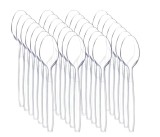 Set 100 Lingurite Desert Plastic Reutilizabile, 14 cm - Transparent