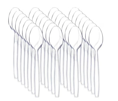 Set 100 Lingurite Desert Plastic Reutilizabile, 14 cm - Transparent foto