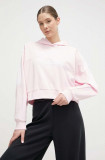 Cumpara ieftin Adidas bluză TIRO femei, culoarea roz, cu glugă, cu imprimeu IS4573