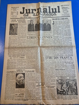 ziarul jurnalul de dimineata 1 septembrie 1945 - inmormantarea lui constantin tanase,masca mortuara, fortele aliate au inceput ocuparea japoniei foto
