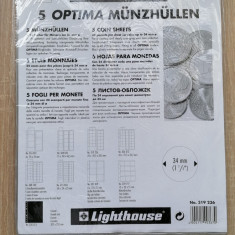 Set 5 Folii Optima pentru 24 monede cu diametru maxim 34 mm