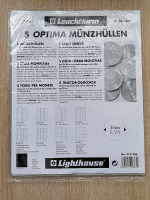 Set 5 Folii Optima pentru 24 monede cu diametru maxim 34 mm foto