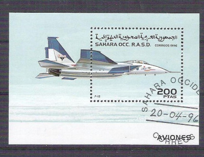 Sahara OCC R.A.S.D 1996 Aviation, perf. sheet, used AB.019 foto