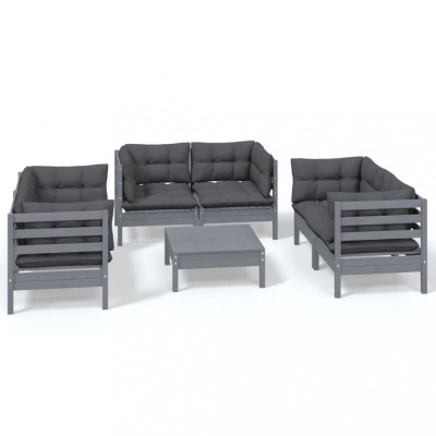 Set mobilier gradina cu perne, 7 piese, lemn masiv de pin foto