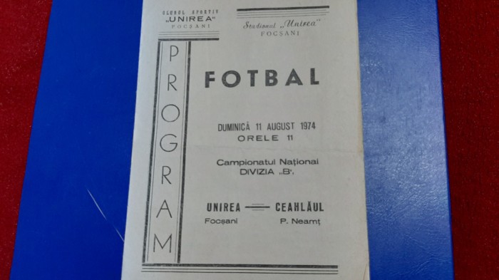 program Unirea Focsani - Ceahlaul P.N.