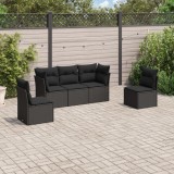 Cumpara ieftin Set mobilier de grădină cu perne, 5 piese, negru, poliratan