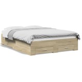 Gossi cadru de pat cu sertare stejar sonoma 135x190 cm lemn prelucrat