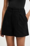 Answear Lab pantaloni scurti din bumbac culoarea negru, neted, high waist