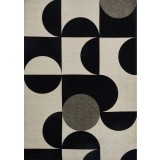 Covor Premium Model DYWAN MONO WHITE, Negru, Crem, Gri, Marime 160 x 230 cm, Tesatura Plata, Poliester, Bumbac, Antiderapant, Antialergic, Living, Dor