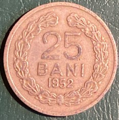 MONEDA ROMANIA RPR 25 BANI 1952, PIESA DIN POZE/ p