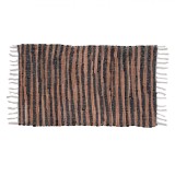 Covor Decorativ, Tesut, Franjuri, Culoare Negru și Maro, Dimensiuni 80x50cm, Compoziție Bumbac și Poliester, Oem