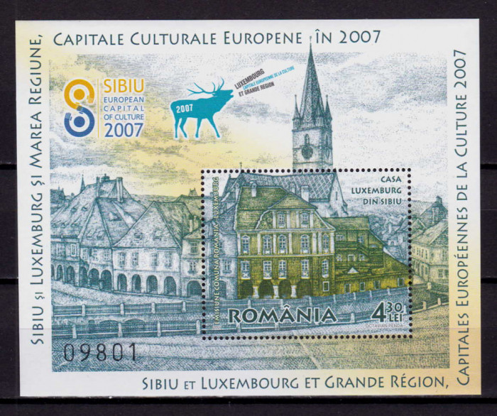 RO 2007 LP 1781 &quot;Casa Luxemburg din Sibiu &quot;, colita 409 ,MNH