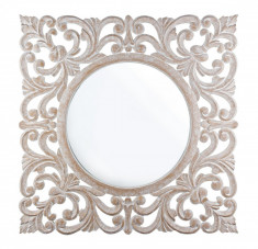 Oglinda decorativa perete cu rama lemn alb vintage Dalila 90 cm x 1.8 cm x 90 h Elegant DecoLux foto