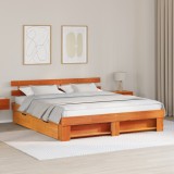 vidaXL Cadru de pat Maro ceruit 200 x 200 cm Lemn de brad solid