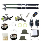 Set de pescuit cu 2 lansete Eagle King 3m, doua mulinete cobra, 2 senzori, proiector solar
