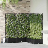 vidaXL Ghiveci Gradina cu Trellis, 120x120x125.5 cm, Negru, Plastic, Interior/Exterior, 5 Buc