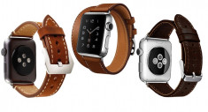 Set 2+1 Gratis, Curele Apple Watch iUni 38 mm Piele Double Tour Maro, Single Tour, Vintage Dark Coffee foto