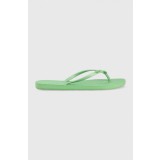 Roxy șlapi femei, culoarea verde, cu toc plat ARJL100663