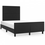 Cumpara ieftin Cadru de pat cu tablie, negru, 120x200 cm, piele ecologica