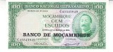 M1 - Bancnota foarte veche - Mozambic - 100 escudos - 1961