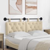 vidaXL Tăblie de pat suspendată Cu lumină LED Crem Țesătură 3424604