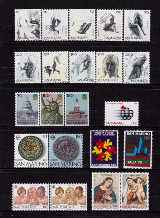 ✅(S4) San Marino 1976 an intreg , Mi. 1105-1126 , 8 serii , MNH